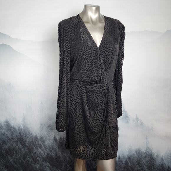 NWT Ramy Brook Aman Burnout Black Velvet Minidress | Women's XL - Picture 1 of 13